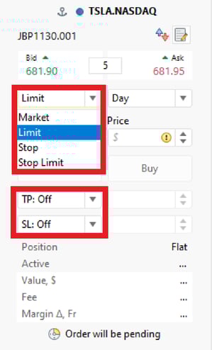 FB-order ticket - order types