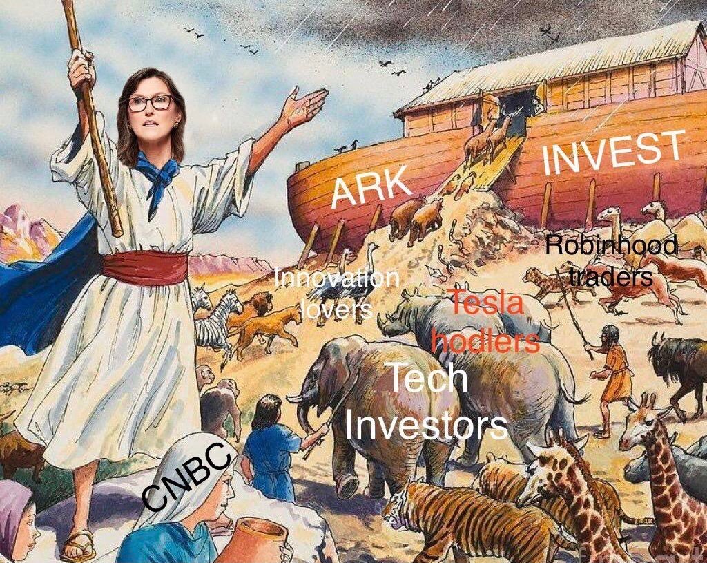 ARK Invest following turns biblical - funny meme