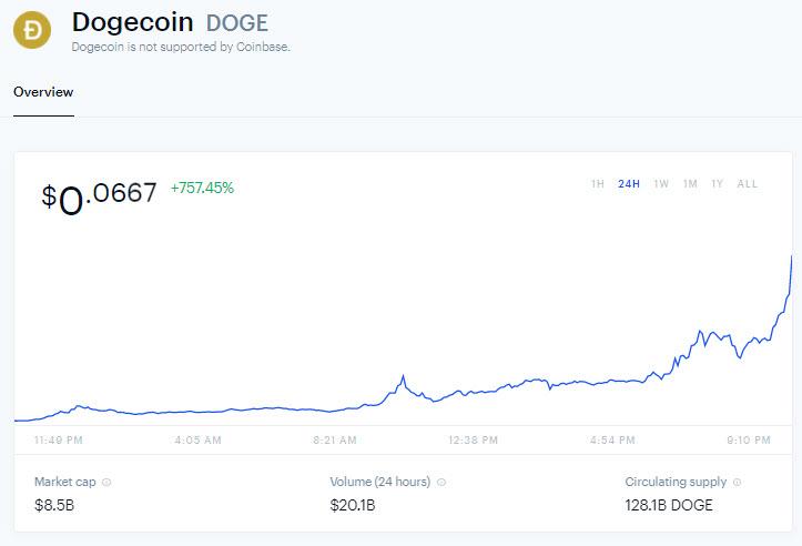 Dogecoin is up 800%: WallStreetBets and Elon Musk are involved