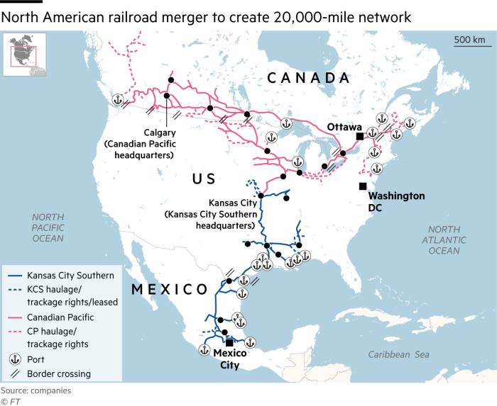 North America merger will give birth to a 20k miles railroad network