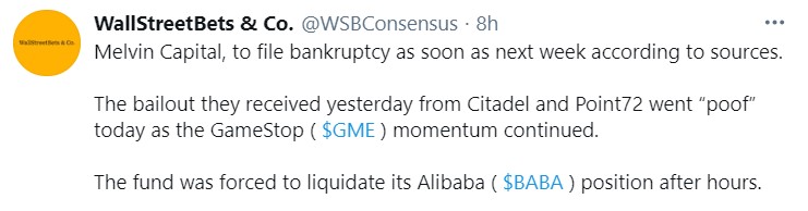 Tweet by WallStreet Bets